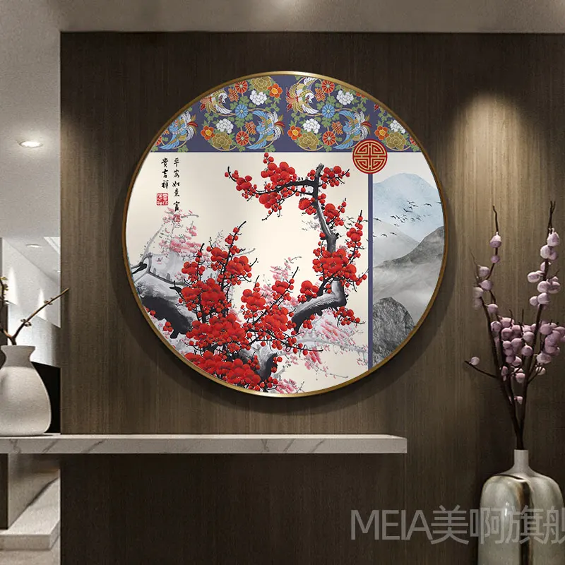 

EECAMAIL DIY Diamond Painting Full Diamond Embroidery Country Round Entrance Living Room Home Decoration Painting No Frame