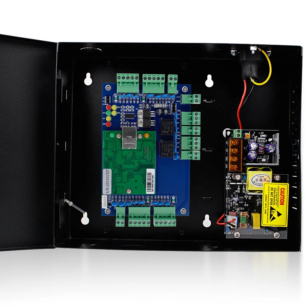 Placa de Controle de Acesso Rede Painel com Software, RFID Entry System, Power Supply Box para 1 ou 2 Door, TCP/IP, DC12V