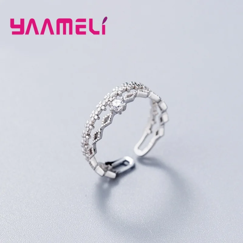 Elegnant Hochzeit Engagement Einstellbar Ringe Für Frauen Mädchen 925 Sterling Silber Luxus Designer Mode Schmuck Großhandel