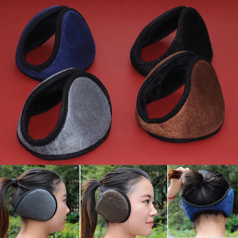 JEAZEA Black Gray Coffee Navy Unisex Winter Earmuffs Soft Thicken Plush Ear Cover Protector Ear Muff Wrap Band Warmer Earflap