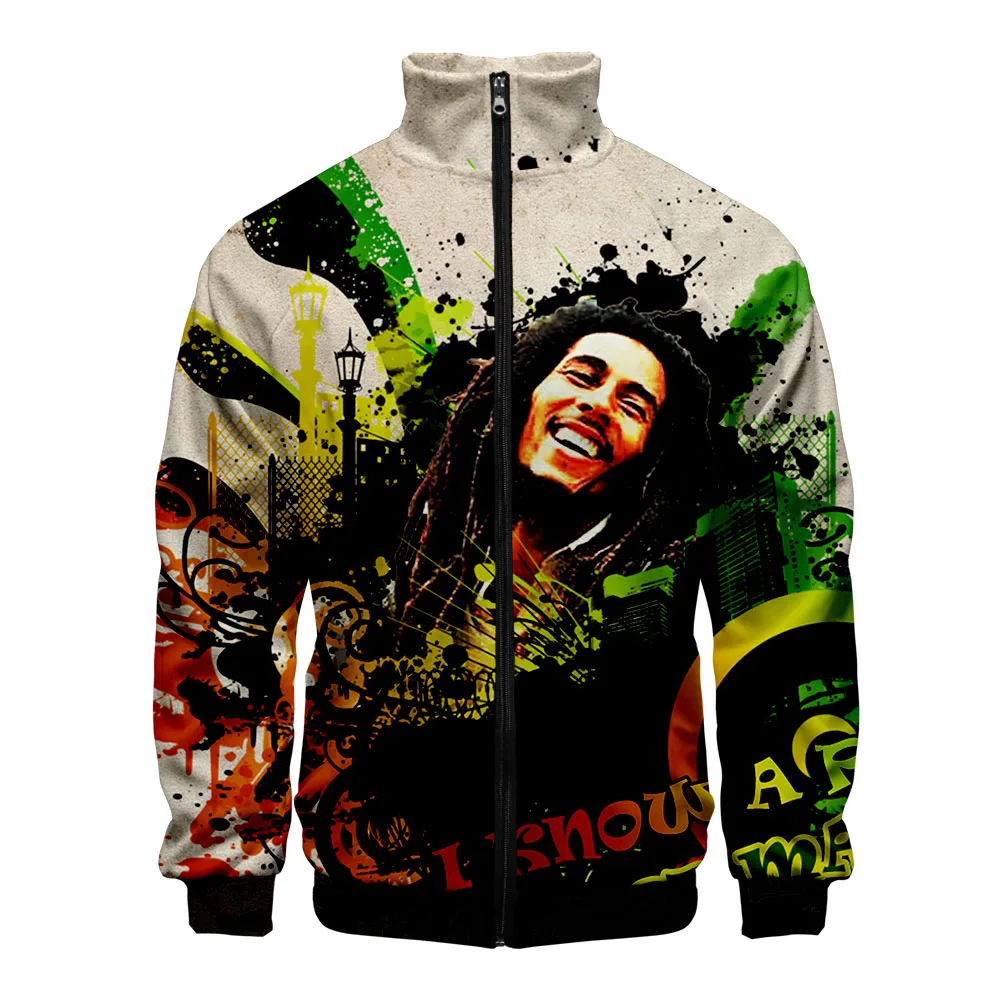 2020 bob marley 3D Baseball Jacket Harajuku Hip Hop Hoodies Casual Stand Collar Zipper Sweatshirt Casual Sportswear Clothes