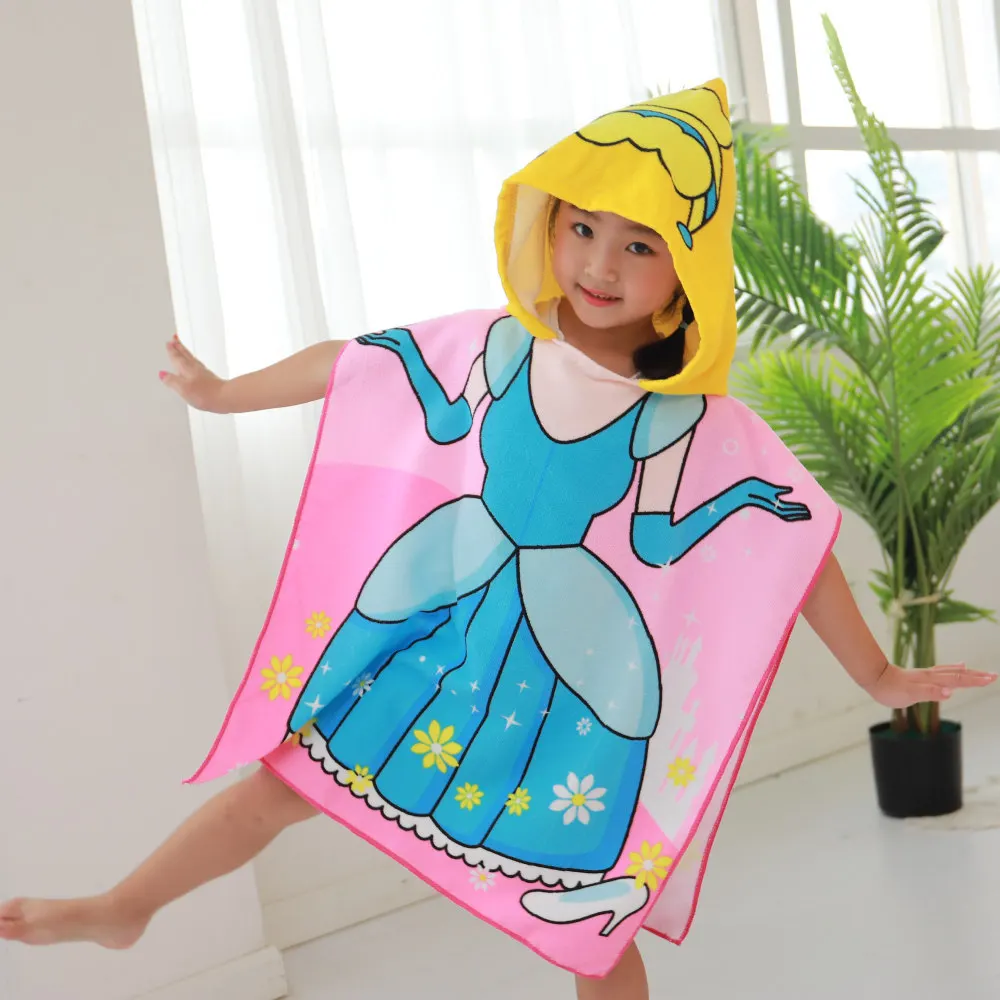 New Fashion Kids Hooded Bath Towel Microfiber Boys Girls Beach Towels Super Absorbent Cartoon Child Sunscreen Beach Shawel