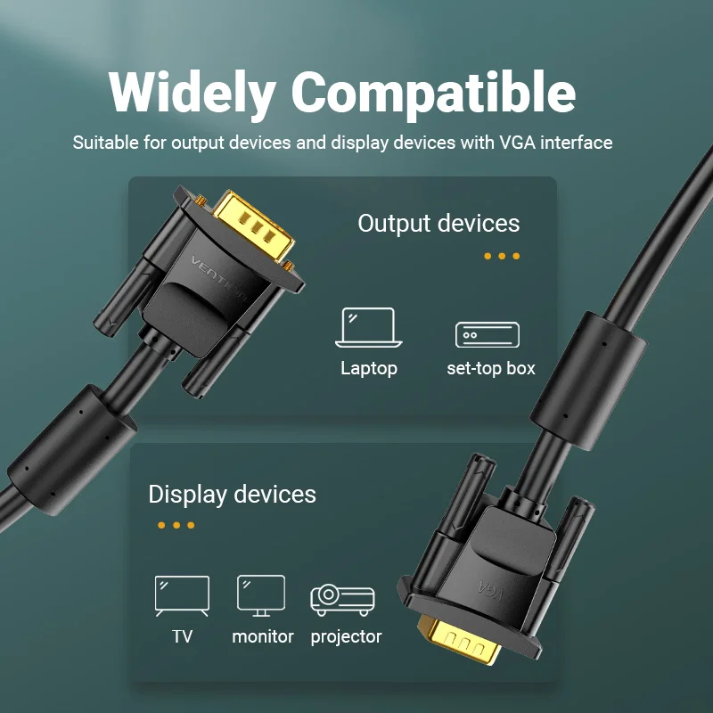 Vention VGA Kabel męski do męskiego 1080P 15-pinowy kabel VGA do VGA do monitora Projektor TV Pleciony przewód ekranujący 1m 5m Konwerter VGA