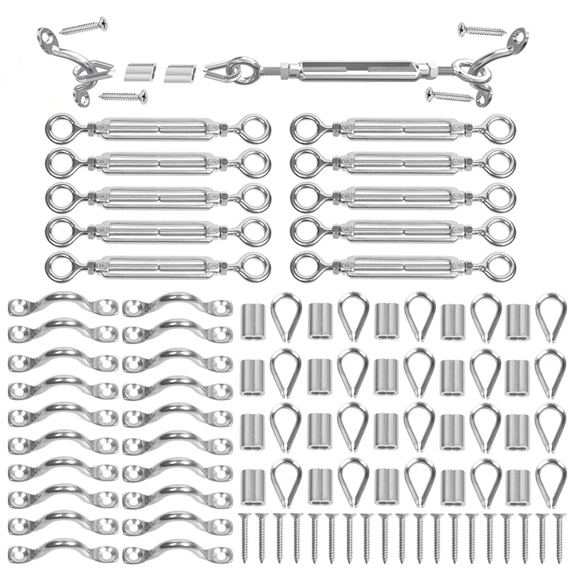 Kits de barandilla de Cable de acero inoxidable de alta resistencia para cable de 1/8 pulgadas, Kit de balaustrada de cuerda de alambre con tensor