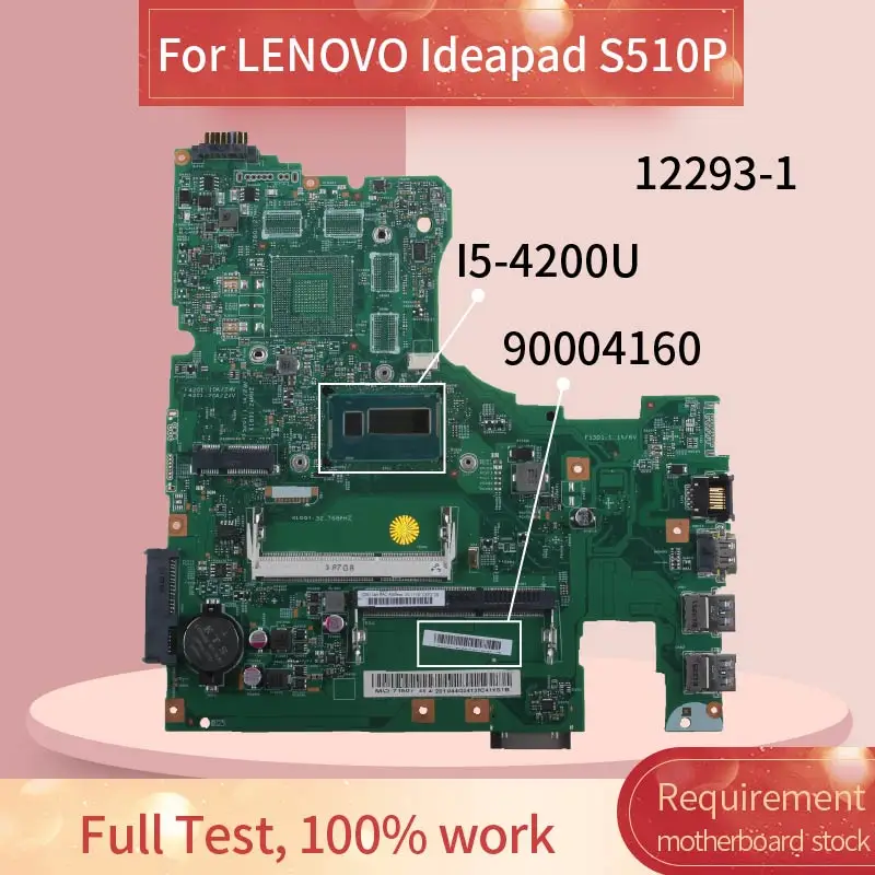 

90004160 Laptop motherboard For LENOVO Ideapad S510P I5-4200U Notebook Mainboard 12293-1 DDR3