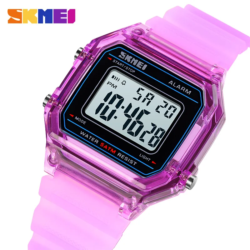 SKMEI Fashion Man Digital Watches 2020 Modern Waterproof Students Boys Girls Wrist Watch With Transparent Silicone Strap 1698