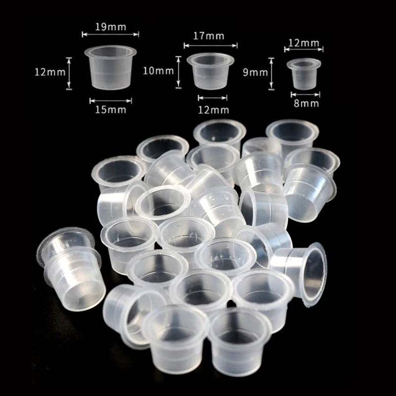 100PCS Plastic Disposable Laboratory Urine Cup Tattoo Ink Cup Permanent Makeup Pigment Transparent Container Office Accessories