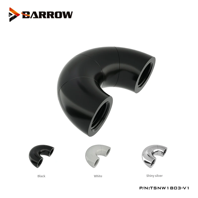 

Barrow G1/4" 360 Rotary Fittings ,Watercooler Build S Shape Connector ,Watercooling Fittings White Black Silver,TSNW1803-V1