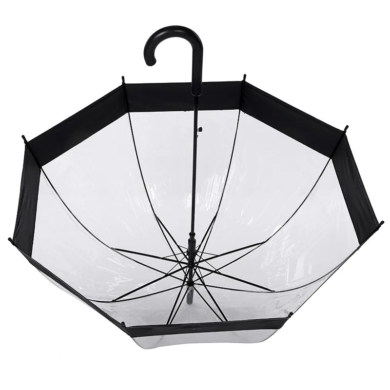 Transparent Mushroom Shape Unbrellas Apollo Umbrellas Maple Leaf Green Leaves Pattern Rainproof Windproof Long-Handle Umbrella