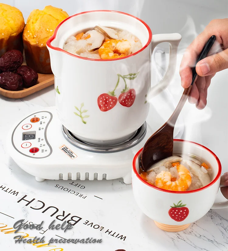220 فولت 600 مللي السيراميك/الزجاج الطبخ طباخ التلقائي الكهربائية بطيئة Stewer الحفاظ على الصحة وعاء الشاي الحلوى ماكينة طهي