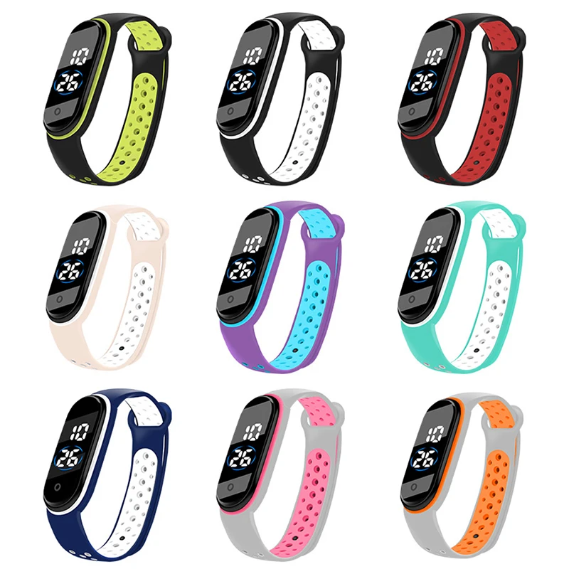 Reloj deportivo para niños y niñas, pulsera Digital Led ultraligera con correa de silicona, resistente al agua, Unisex