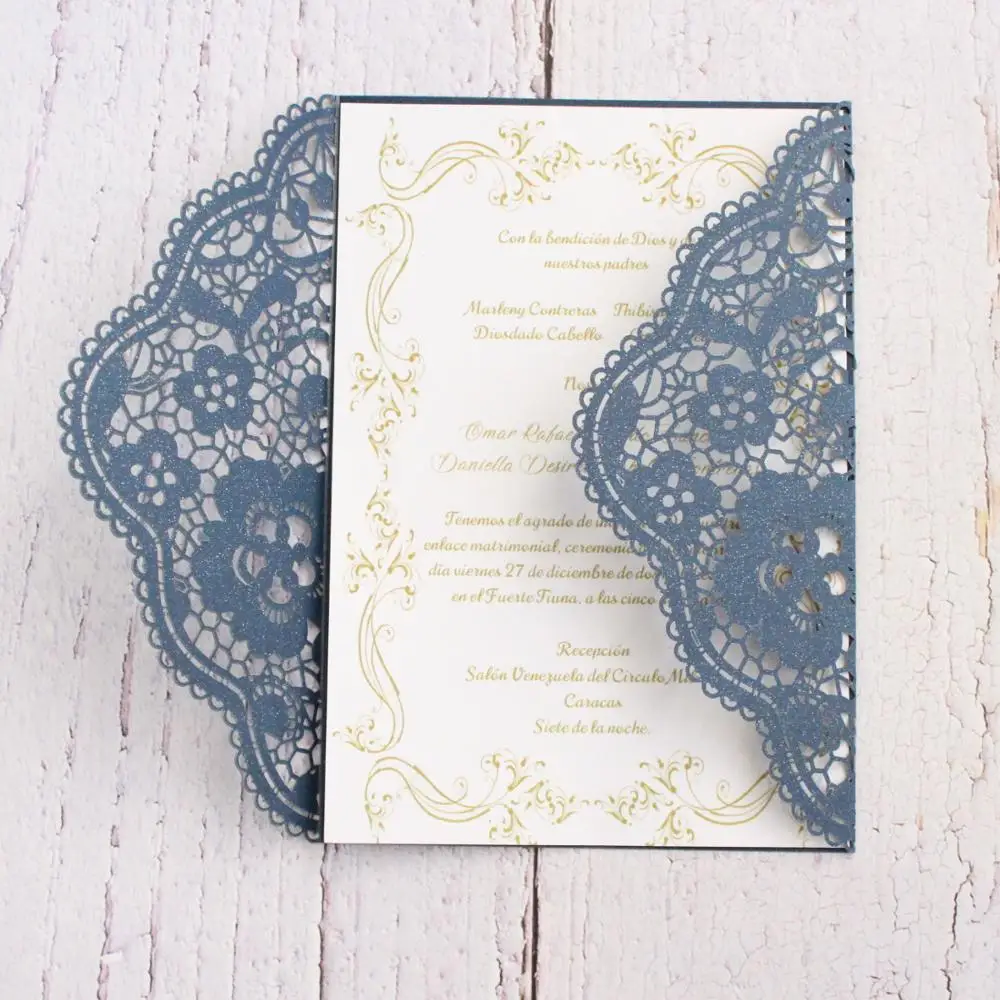 Laser cut cards vintage invitations postcards quinceanera wishing well card supply customiable