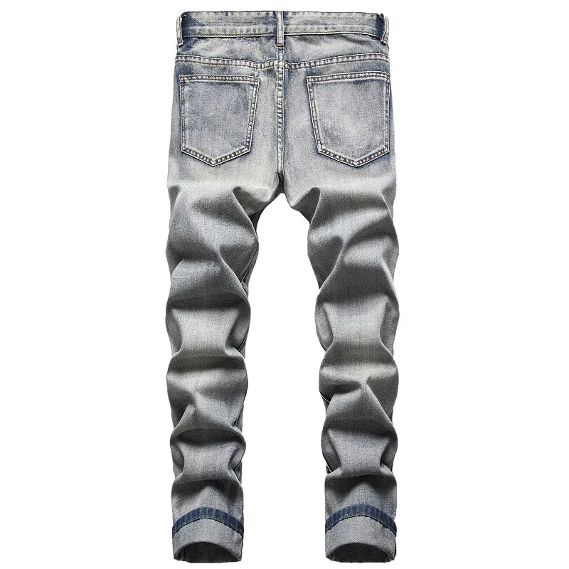 2021 Men's  Fashion High Quality Printed Jeans Men Hip Hop Streetwear Cotton Denim Pants Slim Fit Male Casual Long Trousers