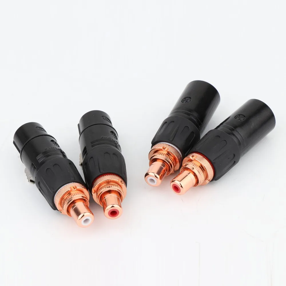 Neutrik XLR Male Female to RCA Female Socket Adapter Gold Balanced Plug Male