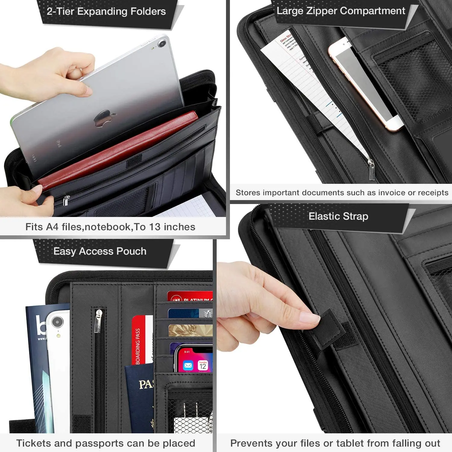 Multi-Functional Men Leather Briefcase Foldable Magnetic Handles Laptop Bag Waterproof Male Handbag