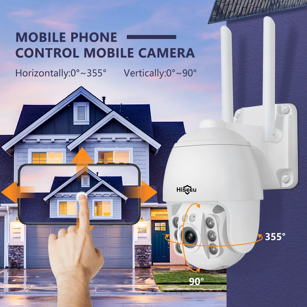 Hiseeu 1536P PTZ Wireless Security Camera 3MP 5X Digital Zoom WIFI Outdoor Two Way Audio for Wireless NVR System Kit Remote View