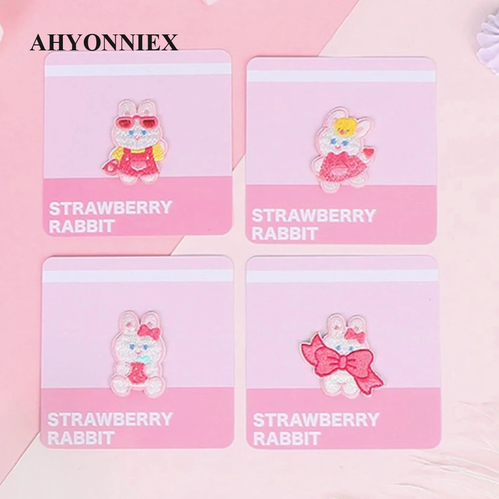

Strawberry Rabbit Embroidery Patches for Girls Bag Iron On Patches for Clothes Small Glue Patch for Kids Clothes Designer
