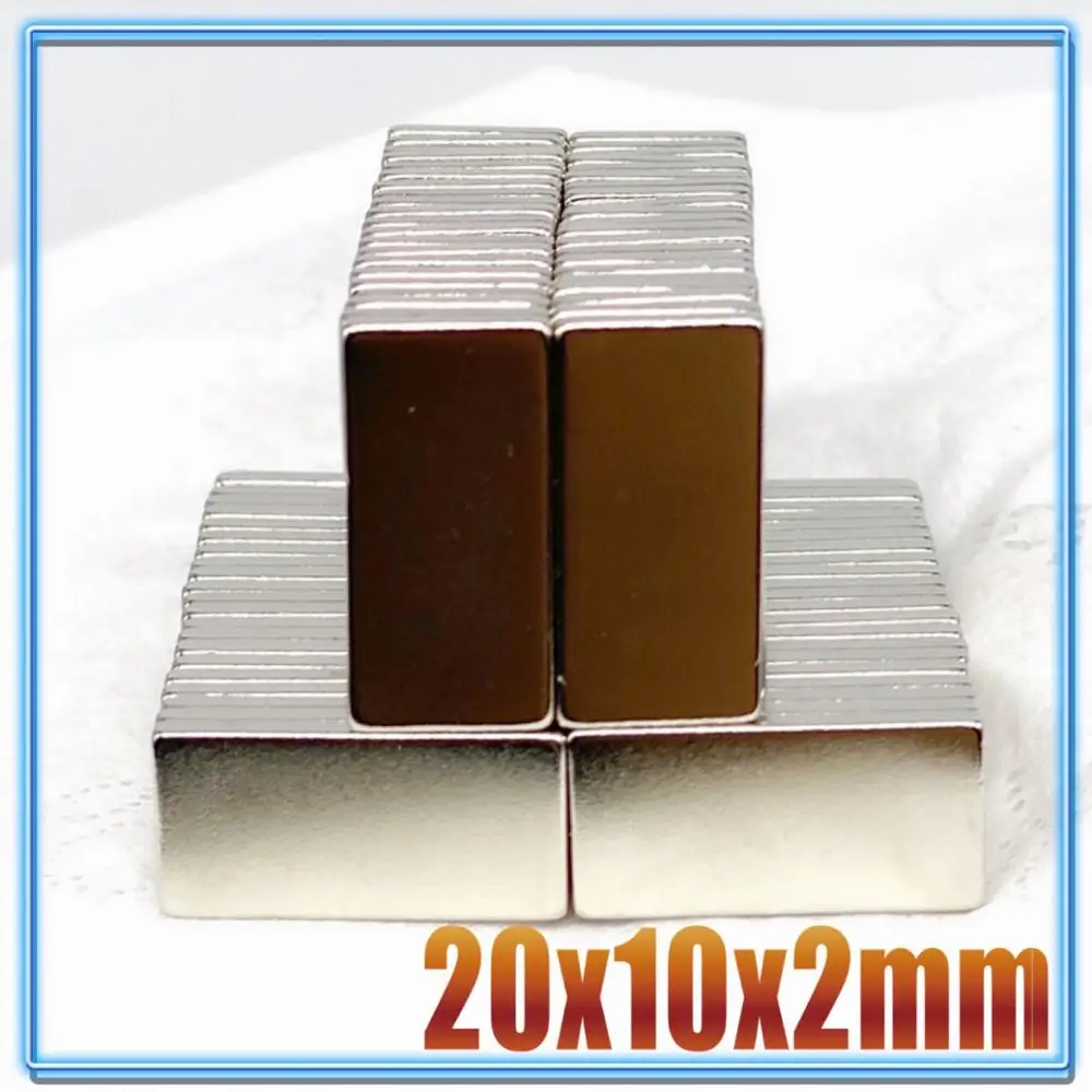 5/10/20/50Pcs 20x10x2 Neodymium Magnet 20mm x 10mm x 2 N35 NdFeB Block Super Powerful Strong Permanent Magnetic imanes Block