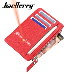 2024 New Mini Women Wallets Card Wallets Name Engraving Zipper PU Leather Top Quality Fashion Female Purse Card Holder Wallet