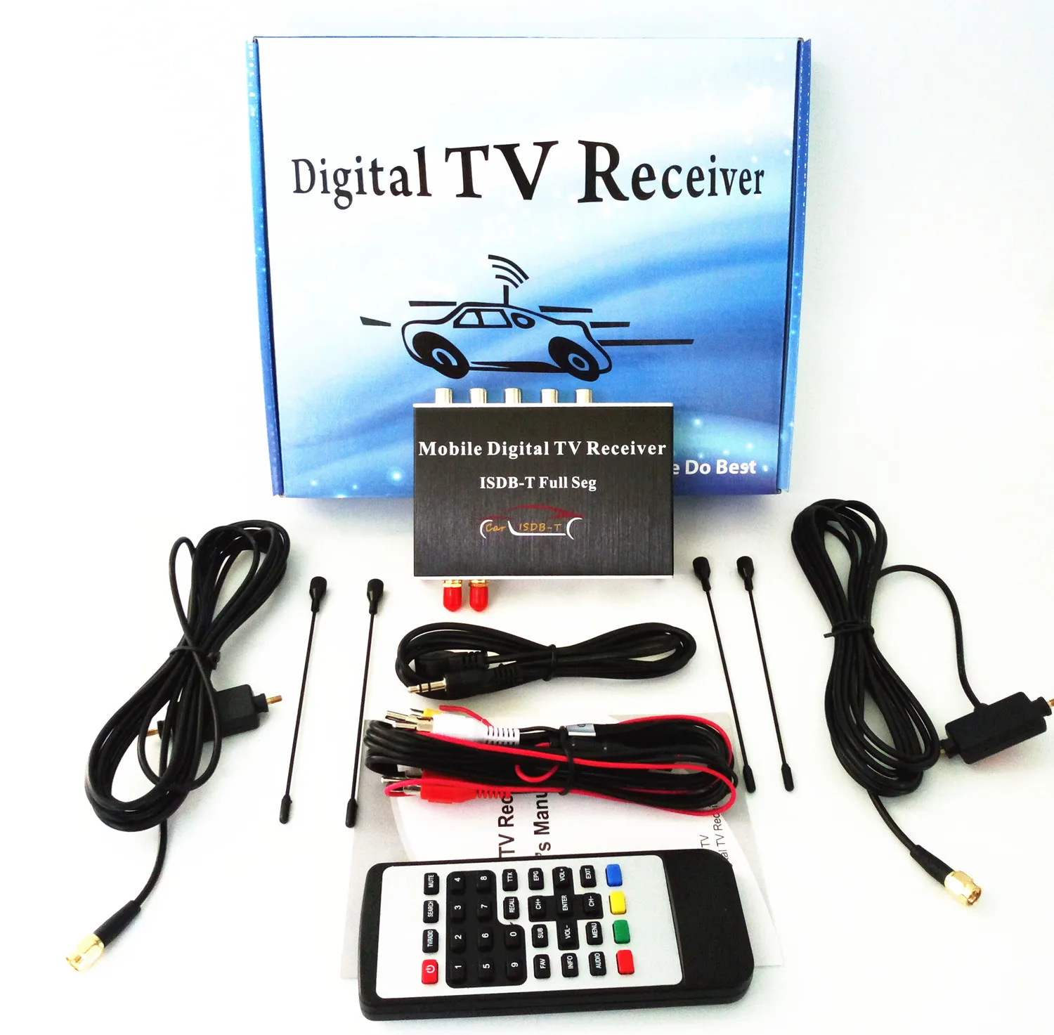 Double Antenna ISDB-T Full Seg Car Digital TV Receiver 250km/h for Philippines Japan South America (Brazil Chile Argentina Peru)