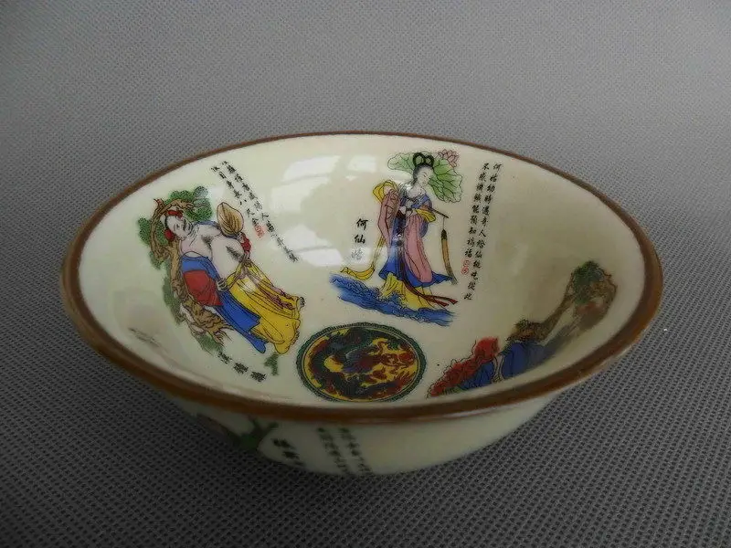 Delicate Chinese Handwork Porcelain Bowl Ancient 8 Immortal Design Unique Square Shape Home Decor Kitchenware QS1
