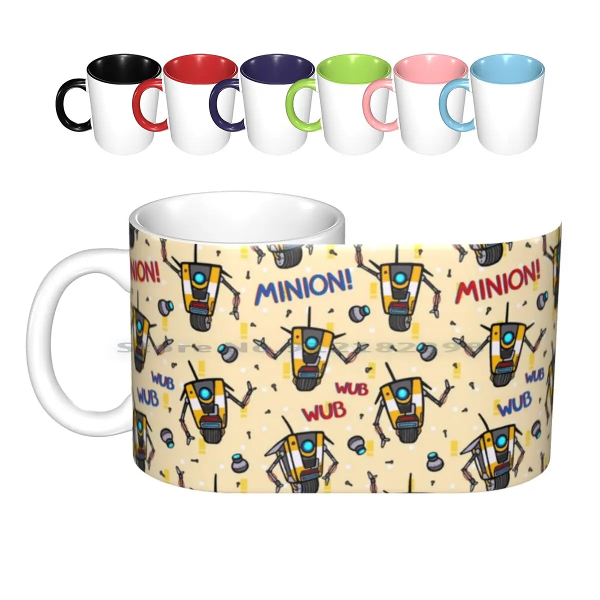 Cl4p-Tp Pattern Ceramic Mugs Coffee Cups Milk Tea Mug Claptrap Clap Trap Clap Trap Cl4p Tp Pattern Patterns Video Game Game