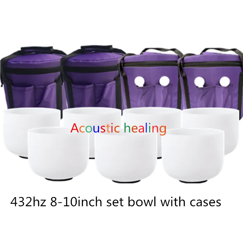 

Frosted Quartz Crystal Singing Bowl Set, Meditation Sound, 4 Free Bags, Note C, D, E, F, G, A, B, Chakra, 8 "-10", 7Pcs