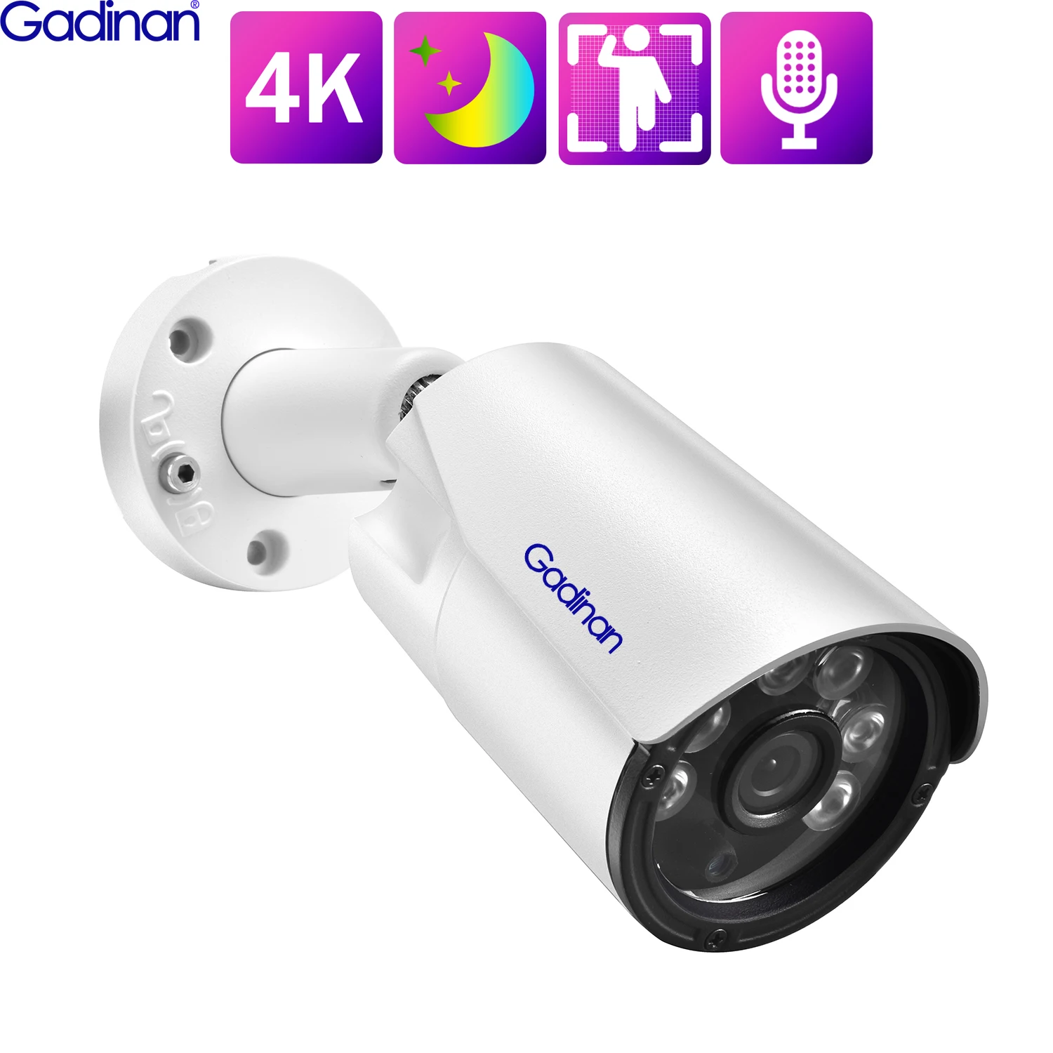 gadinan camera de seguranca externa ultra hd 4k 8mp cctv audio poe ip rua exterior luz dupla colorida visao nocturna deteccao humana 01