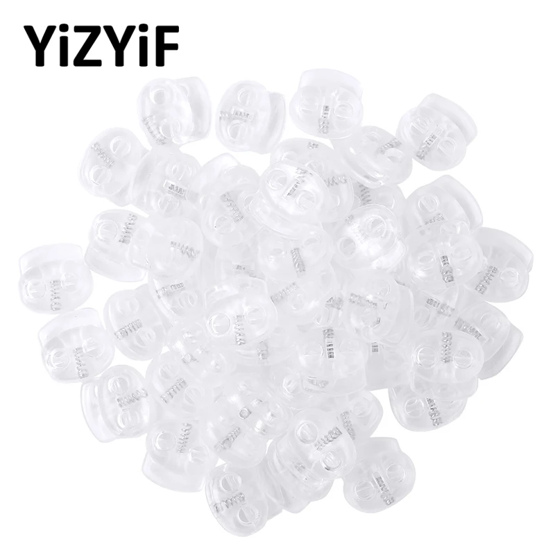 

50Pcs Hole Plastic Stopper Cord Lock Bean Toggle Clip Apparel Sportswear Accessorie Spring Stopper Sliding Fastener Buttons