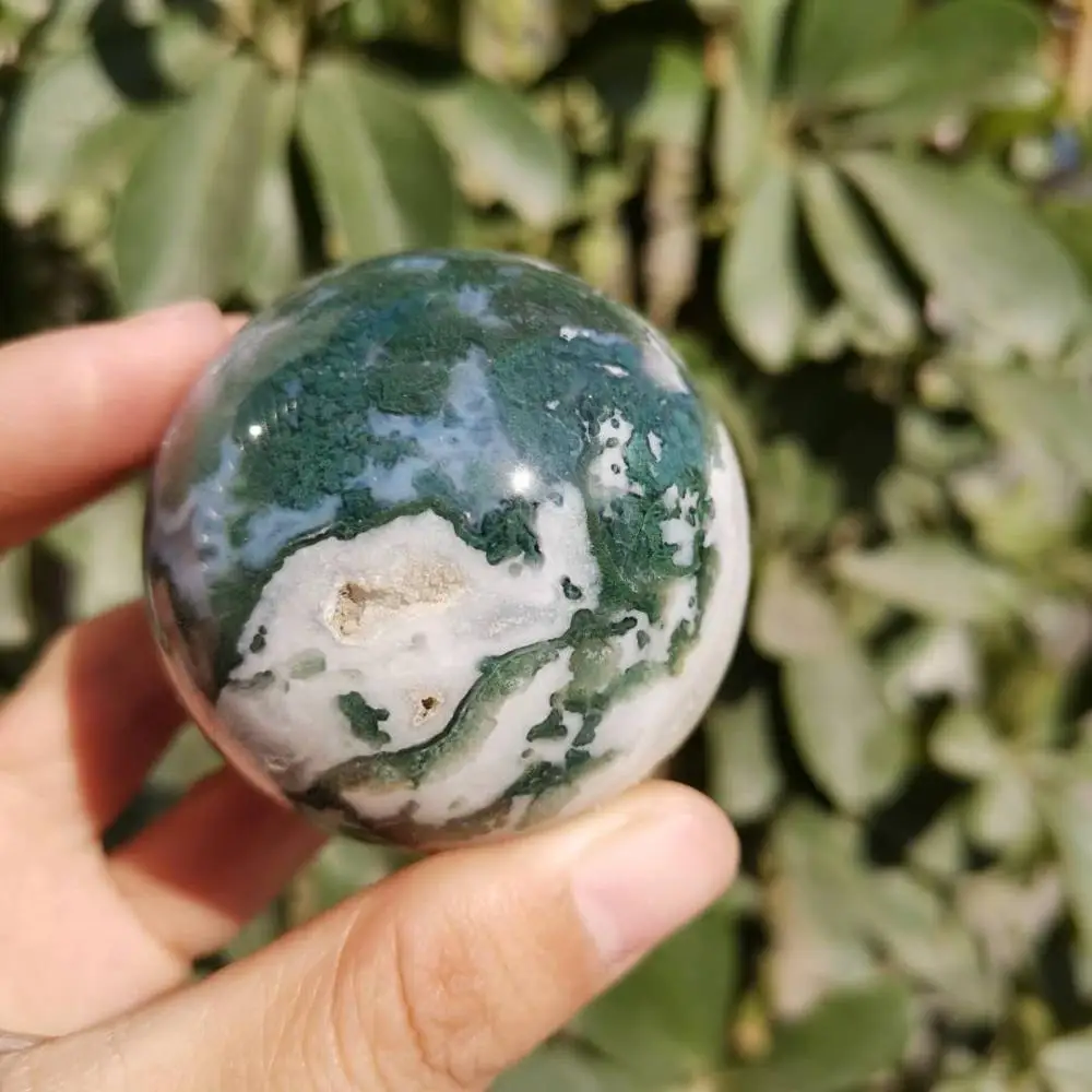 Natural Moss agate Healing Chakra Stones Ball Crystal Quartz Reiki Energy Meditation Sphere