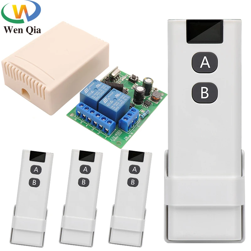 433mhz Remote Control AC 220V 110V 2ch Wireless Universal Relay Receiver Module and Transmitter with mount clip,for Garage/Light