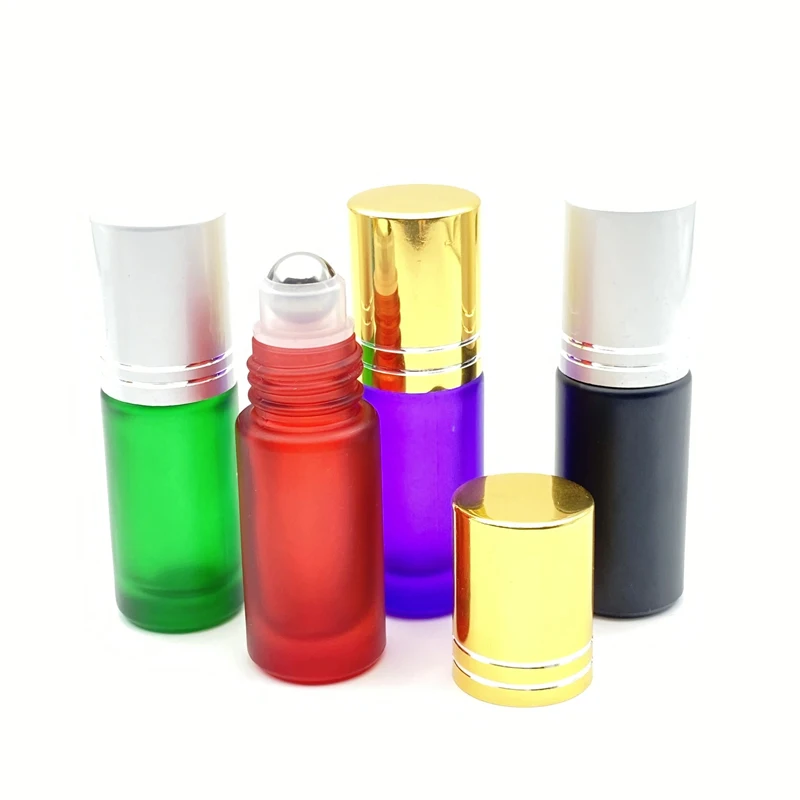 

30 Set 5ml Perfume Sample Jar Frosted Colorful Thick Glass Roller Bottle Portable Essential Oil Travel Container Refillable Vial