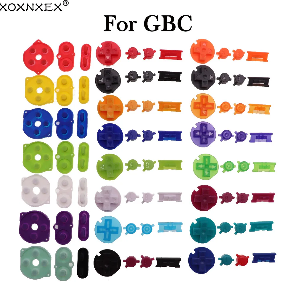 1Set Silicone Rubber Conductive Button & Colorful Plastic D Pads A B Power ON OFF Buttons Keypads for Gameboy Color GBC