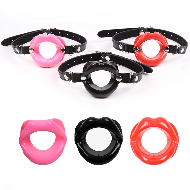 

Restraints BDSM Fetish Leather Rubber Lips O Ring Open Mouth Gag Bondage Erotic Toy Oral Sex Adult Sex Toys for Women Couple Men