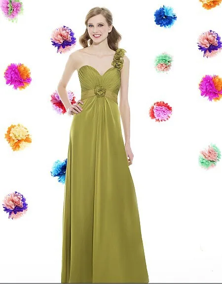 

2014 new dress elegant chiffon long Sweetheart open back empire waist Detachable strap rosettes Floor length bridesmaid dress