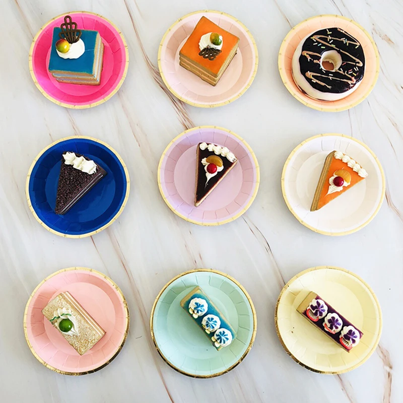 4inch Mini Plate Party Disposable Tableware Solid color Paper Plates Birthday Party Wedding Cake Decor Supplies Small Plates