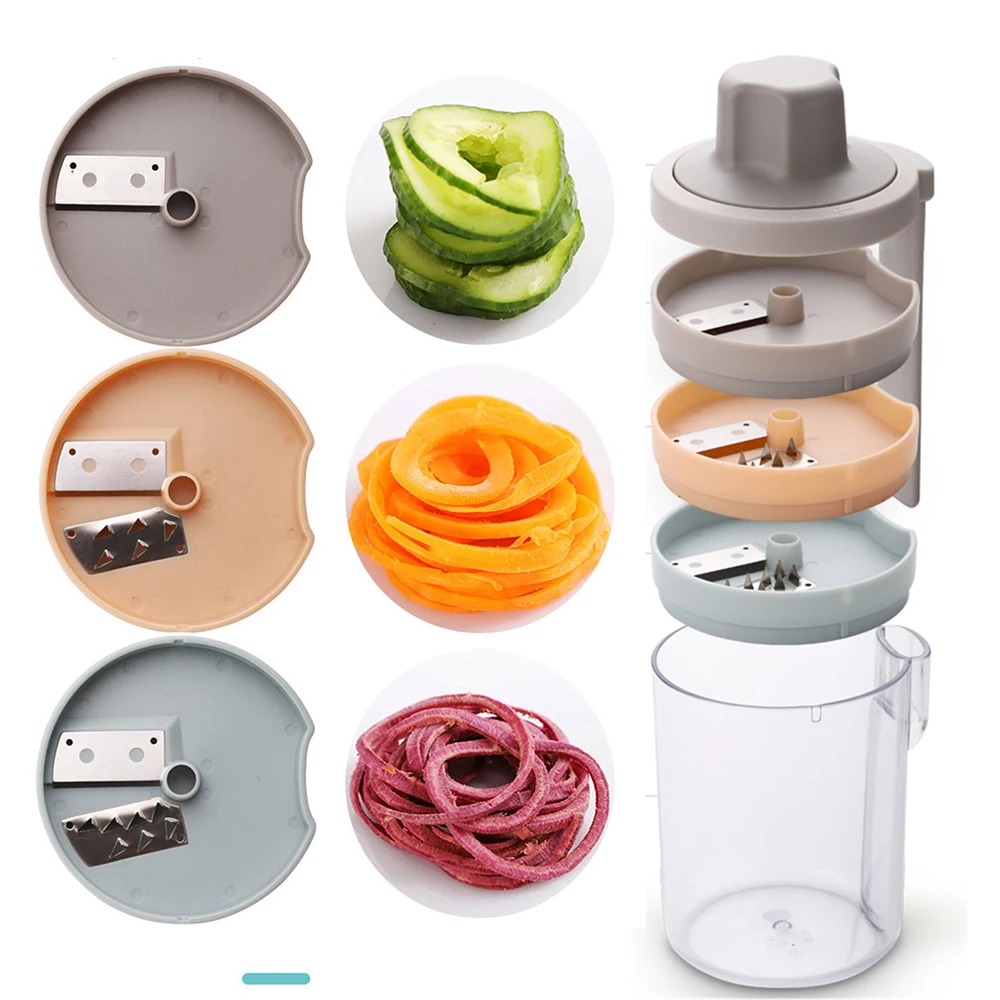 

Multi-function Vegetable Spiralizer Finger Protection Potato Corrot Cucumber Spiral Shredder Slicer Kitchen Accessories and Tool