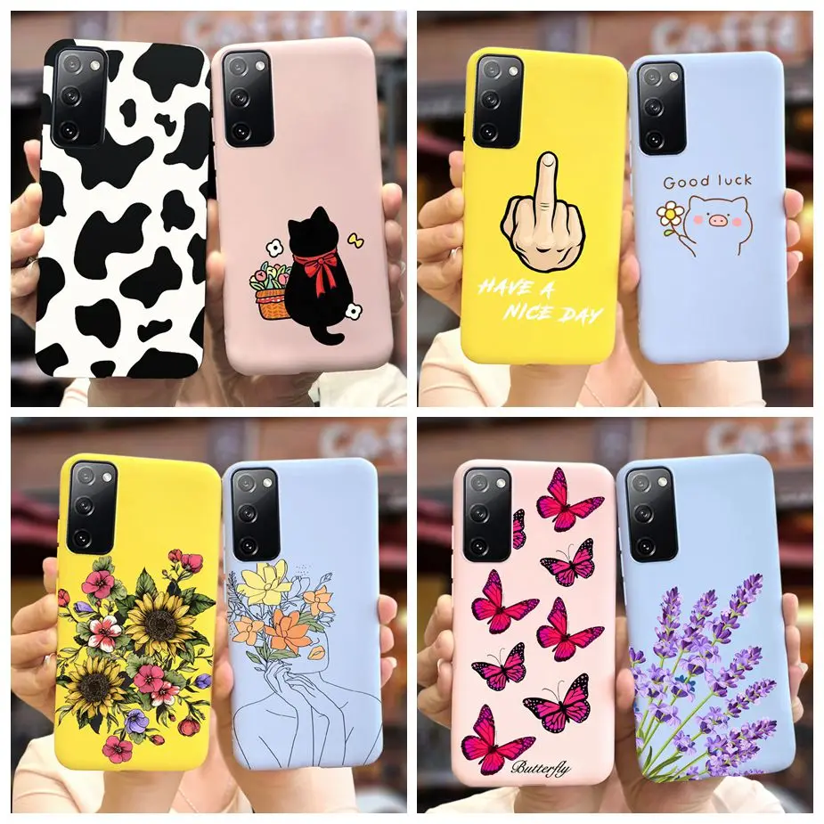 Voor Samsung Galaxy S20 Fe Case S20 Lite Fan Editie Zachte Siliconen Cartoon Bloem Cover Telefoon Case Voor Samsung S20 fe S20Fe Tassen