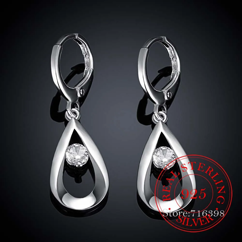 Koreański 925 Sterling Silver romantyczny kropla wody kryształ Vintage długie zwisające kolczyki Dangle dla kobiet 2020 biżuteria ślubna zaręczynowy — zdjęcie 3