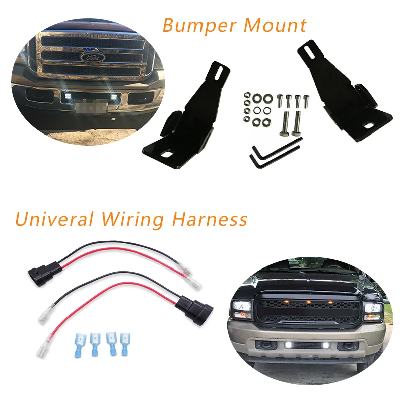 Car Accessories LED Pod Light Fog Mount Adapter Harnesse For 1999-2016 Ford F250 F350 F450 Super Duty & 2000-2005 Ford Excursion