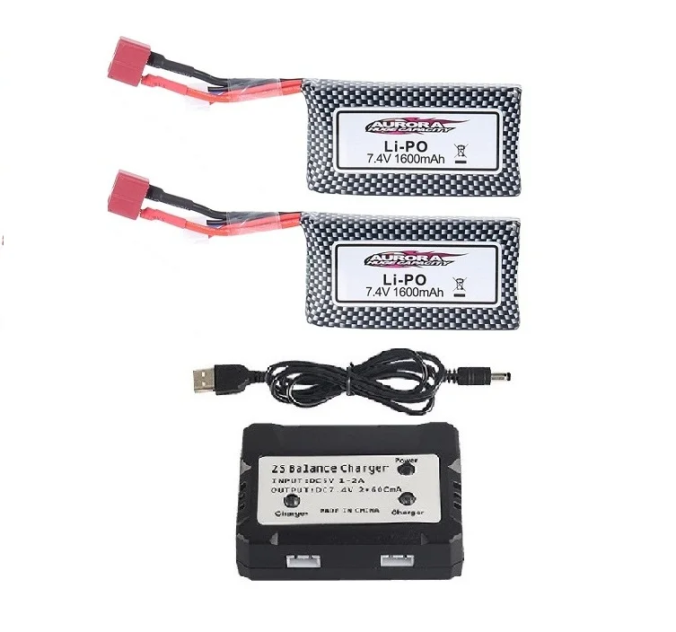 Xinlehong/XLH 9125-Pièces de rechange pour camion radiocommandé, 7.4V, 1600mAh, batterie Lipo/chargeur, XINLEBoom G 9125