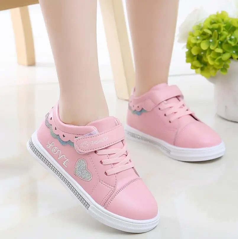 Crianças sapatos de escola meninas do plutônio tênis linda impressão princesa grandes crianças tênis casuais moda sapatos de fundo macio mais veludo