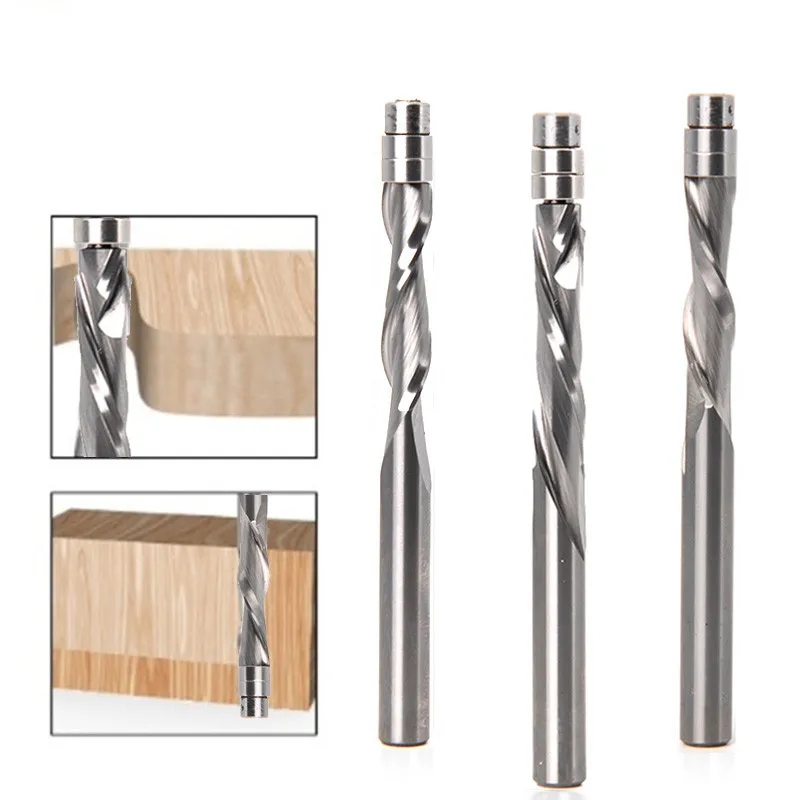 

3 Pcs 1/4 Shank Compression Flush Trim Solid Carbide Spiral Router Bit Up Cut Down Cut Cnc Milling Cutters Woodworking End mill