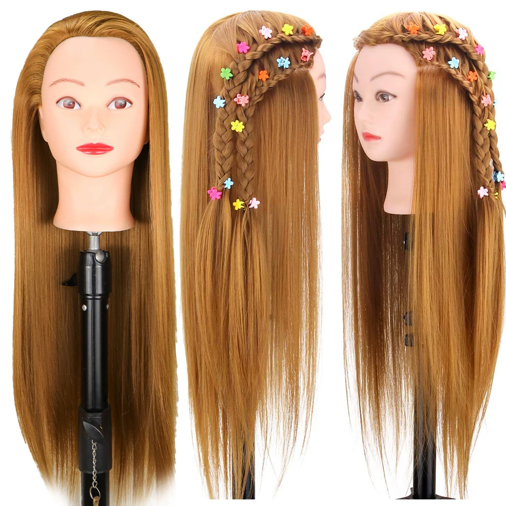 Head Dolls For Hairdressers 65cm Hair Synthetic Mannequin Head Hairstyles Female Mannequin Hairdressing Styling Training Head