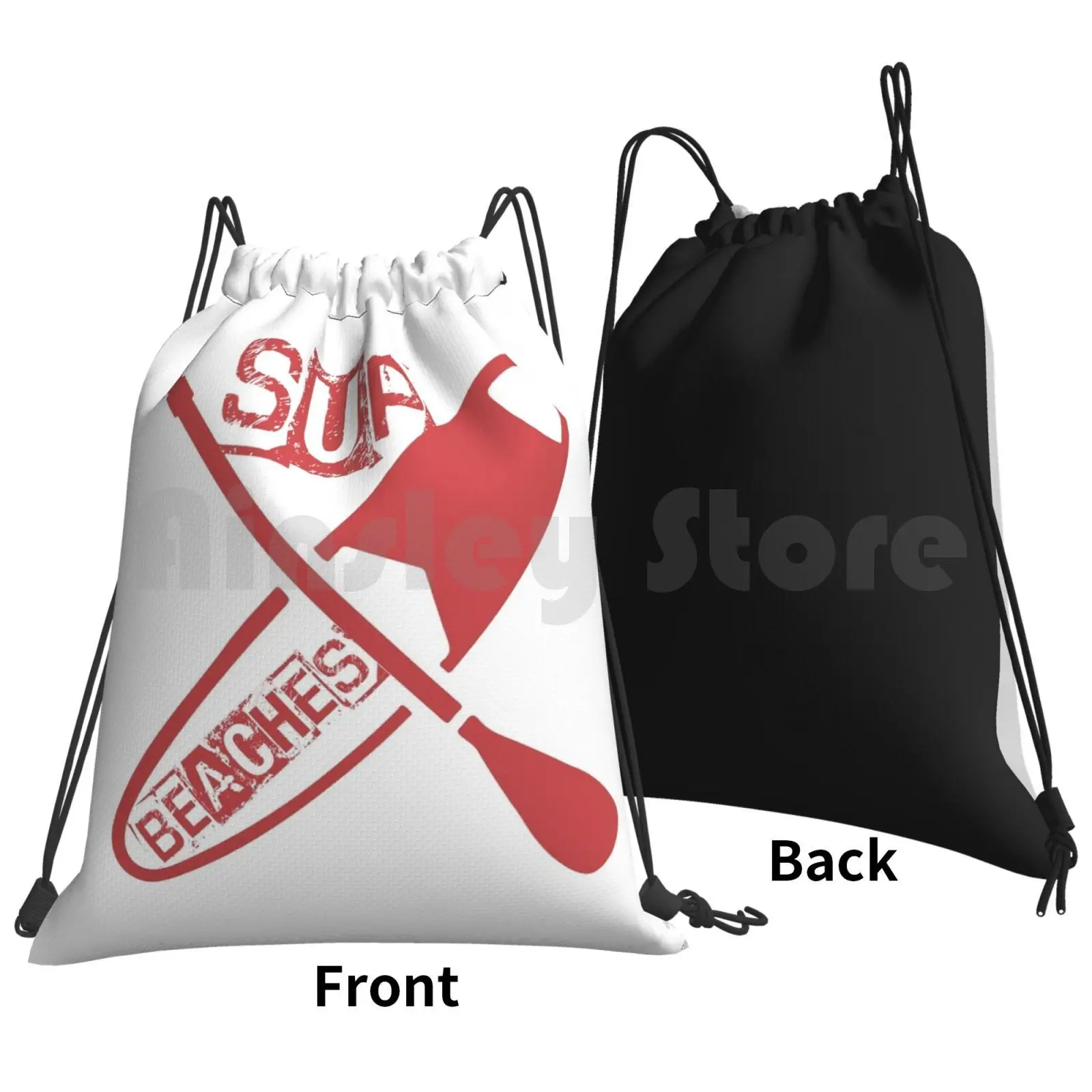 Beaches Funny Stand Up Paddle Boarding Design Backpack Drawstring Bags Gym Bag Waterproof Stand Up Paddleboarding Surfing