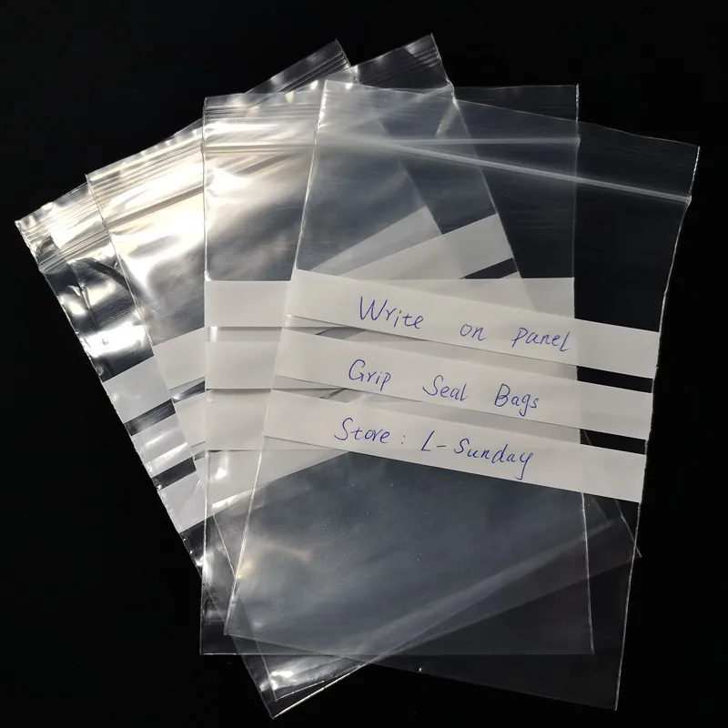 10wire Write on Panel Transparent Small Ziplock Plastic Bags Snack Package Supplies Parts Polythene  Clear Bags