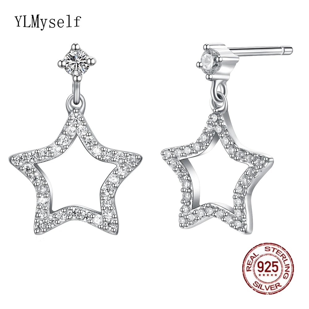 

Cute Real 925 sterling silver earring trendy jewelry fast delivery Crystal jewellery high quality 925 star design earrings