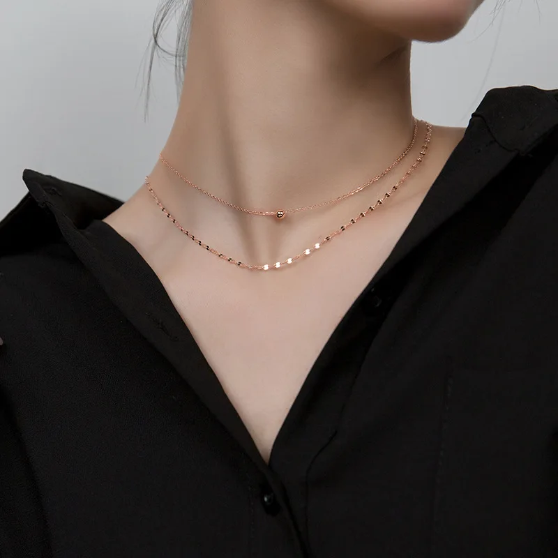 La Monada Ball 925 Sterling Silver Necklaces For Women Beautiful Layered 925 Silver Chain Necklace Women Jewelry Korean Female