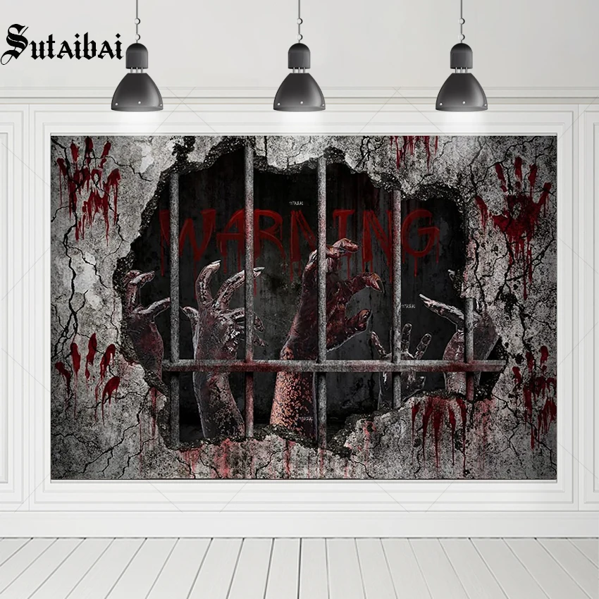 Horror Halloween Zombie Backdrop Scary Horror Blood Photography Background Child Birthday Party Banner Decor Photo Booth Props