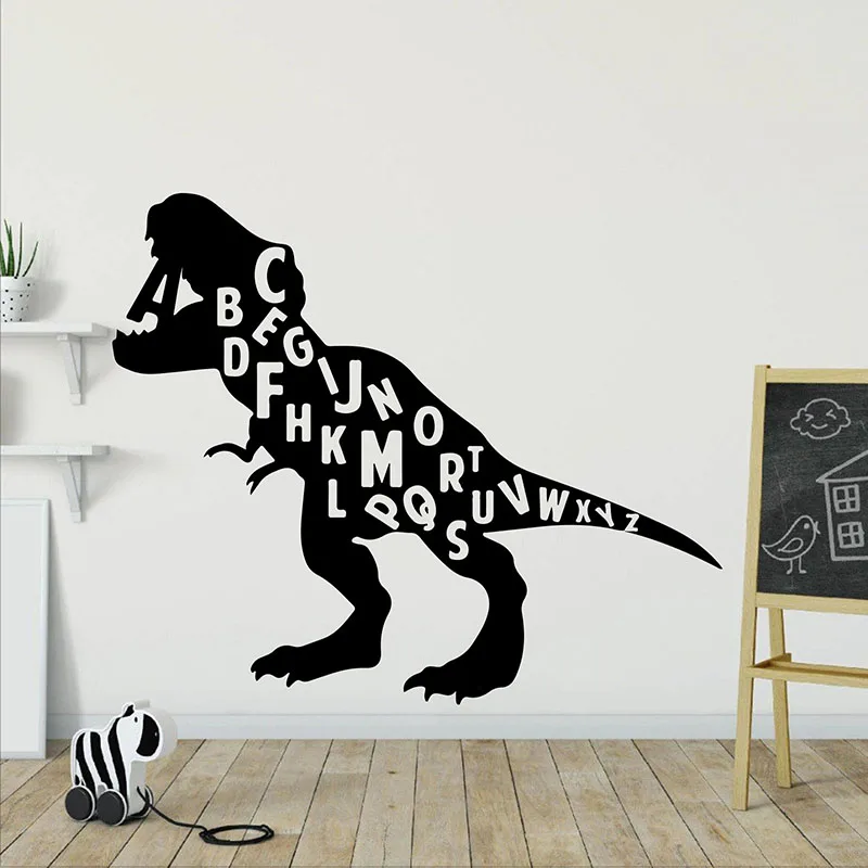 Alphabet Dinosaur T-Rex Wall Sticker Dorm Room Classroom Wall Decor Baby Girls Boys Nursery Wall Decal Playroom Murals P459